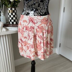 Express Pink and Cream Floral Mini Skirt